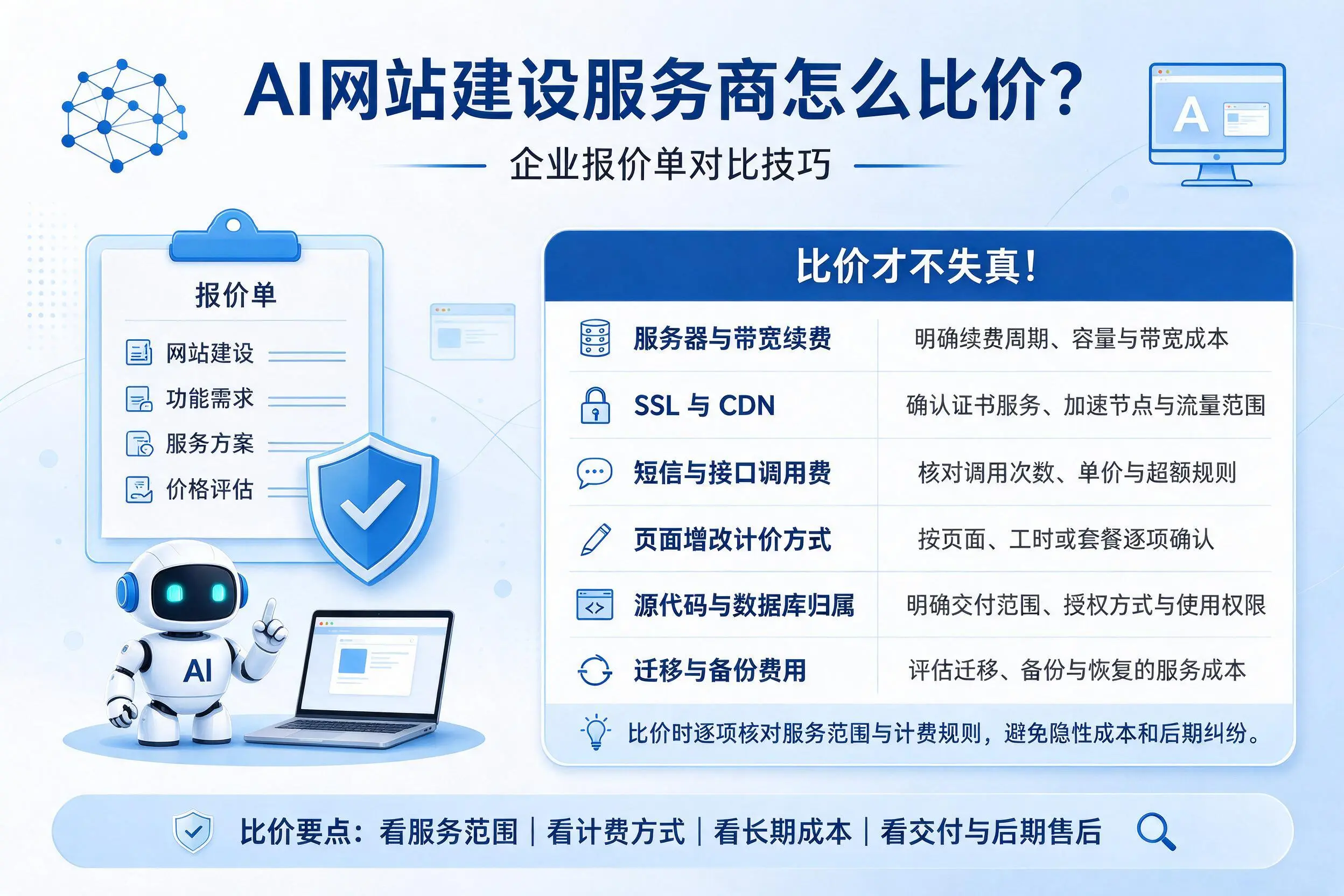 AI网站建设服务商怎么比价?兴安企业报价单对比技巧